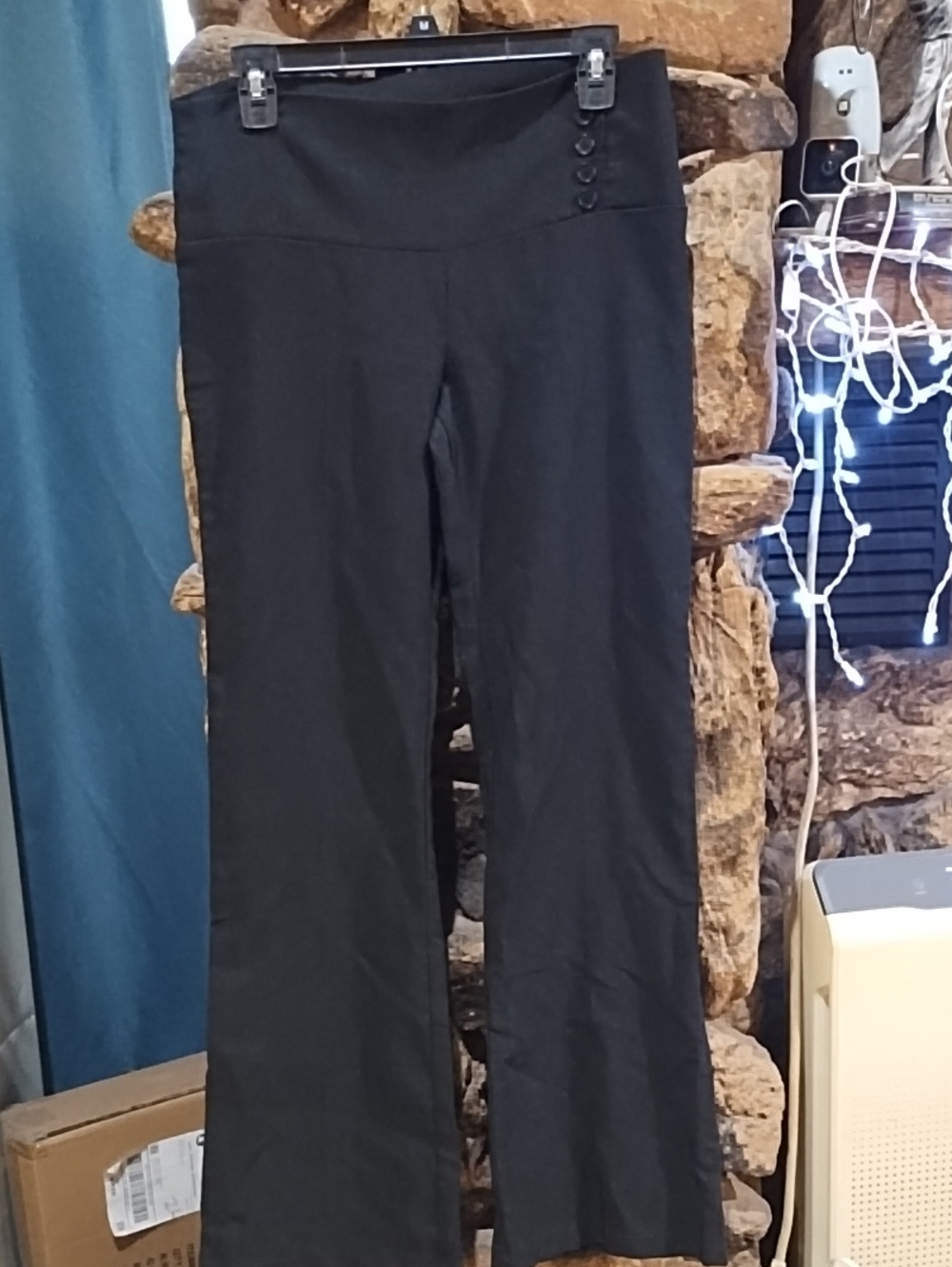 Lime Black High-Waist Dress Pants with Side Button Detail